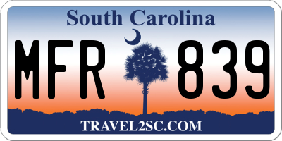 SC license plate MFR839