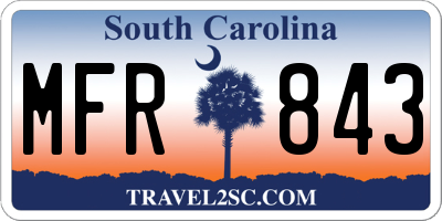 SC license plate MFR843