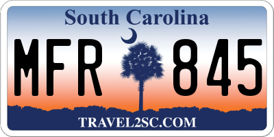 SC license plate MFR845