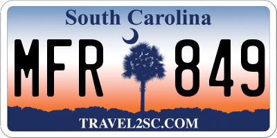 SC license plate MFR849