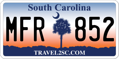 SC license plate MFR852