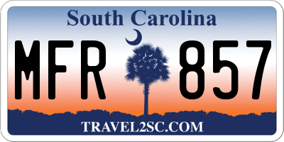 SC license plate MFR857