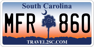 SC license plate MFR860