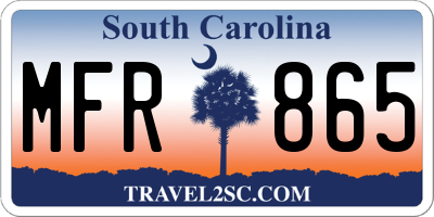 SC license plate MFR865