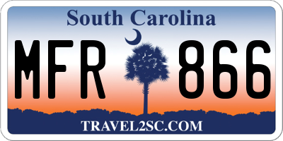 SC license plate MFR866