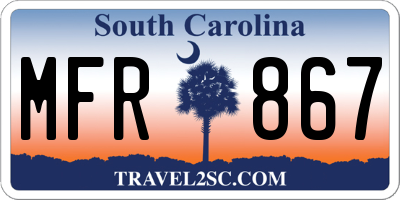 SC license plate MFR867