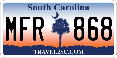 SC license plate MFR868