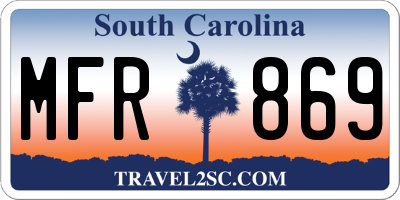 SC license plate MFR869