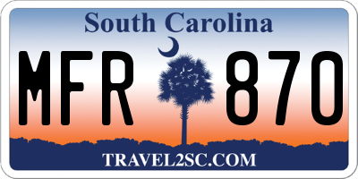 SC license plate MFR870