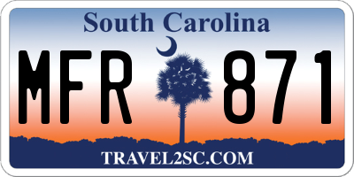 SC license plate MFR871