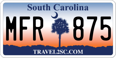 SC license plate MFR875