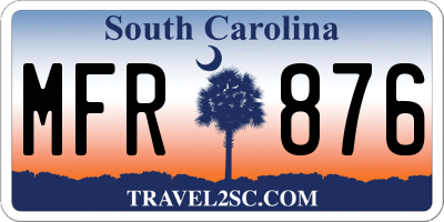 SC license plate MFR876