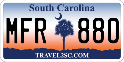 SC license plate MFR880