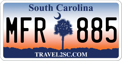 SC license plate MFR885