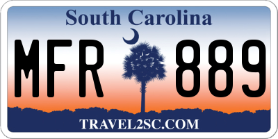 SC license plate MFR889