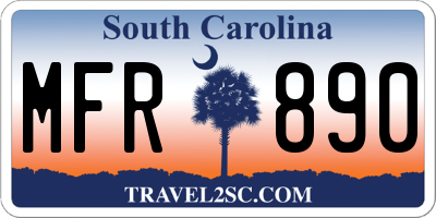 SC license plate MFR890