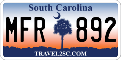 SC license plate MFR892