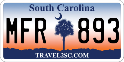 SC license plate MFR893