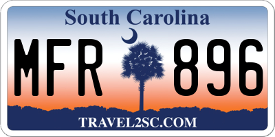SC license plate MFR896