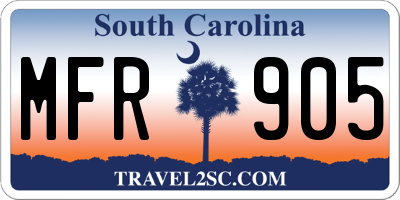 SC license plate MFR905