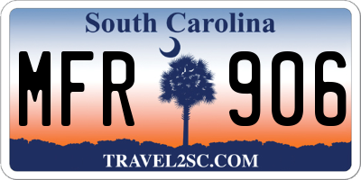 SC license plate MFR906