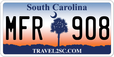 SC license plate MFR908