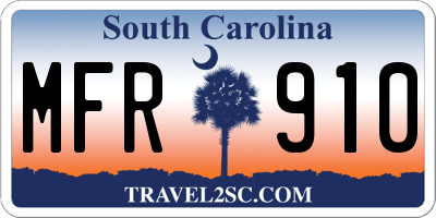 SC license plate MFR910