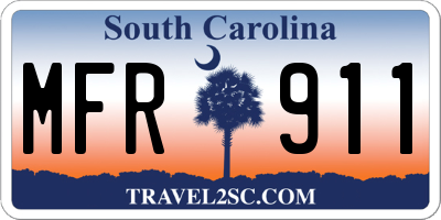 SC license plate MFR911