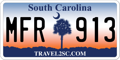 SC license plate MFR913