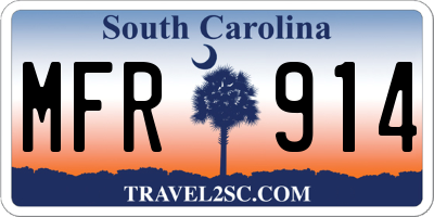 SC license plate MFR914