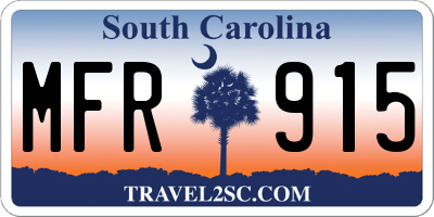 SC license plate MFR915
