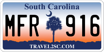 SC license plate MFR916