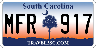 SC license plate MFR917