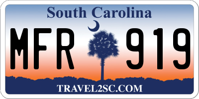 SC license plate MFR919
