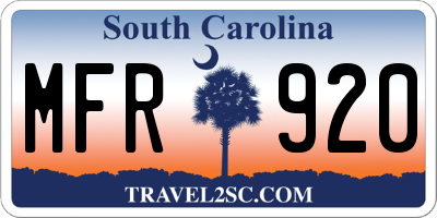 SC license plate MFR920