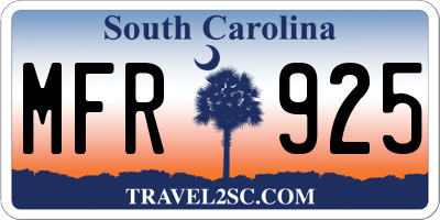 SC license plate MFR925