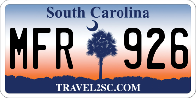 SC license plate MFR926