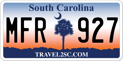 SC license plate MFR927