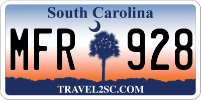 SC license plate MFR928