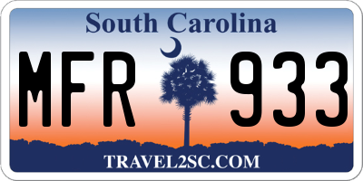 SC license plate MFR933