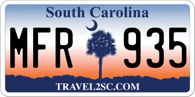SC license plate MFR935