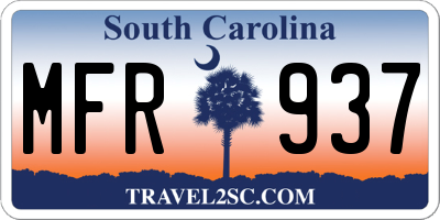 SC license plate MFR937