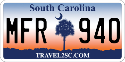 SC license plate MFR940