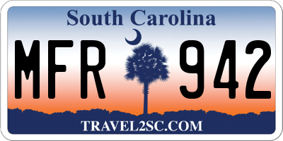 SC license plate MFR942