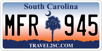 SC license plate MFR945