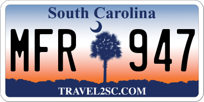 SC license plate MFR947