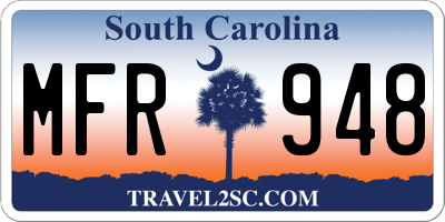 SC license plate MFR948