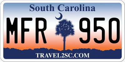 SC license plate MFR950