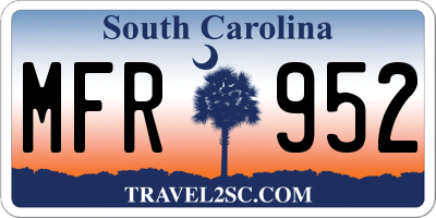 SC license plate MFR952