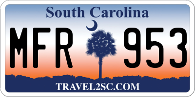 SC license plate MFR953